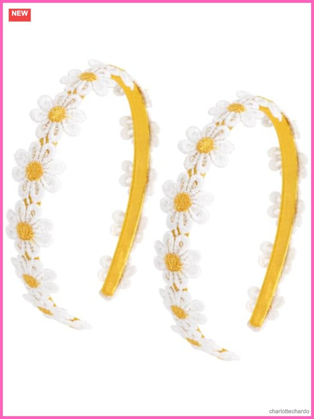 2pc Daisy Headband Fabric Wrapped Floral Hair Band for Women Daily Party